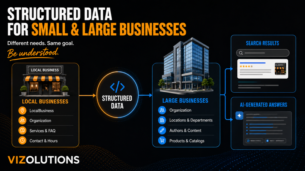 An image portraying what different types of schema matter or small or large businesses.
