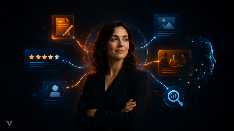 A woman who has followed the EEAT guidance to online trust